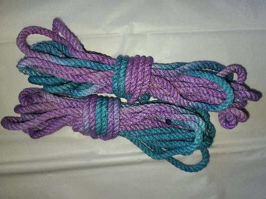 Teal/purple cotton 3ply rope
