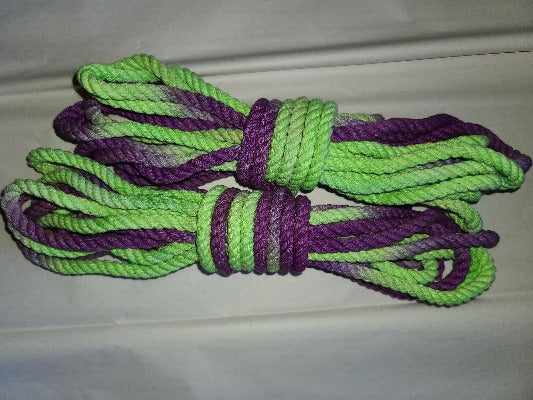 Purple/green cotton 3ply rope