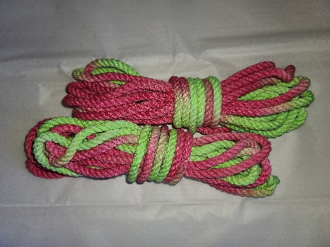 Neon green/pink cotton 3ply rope