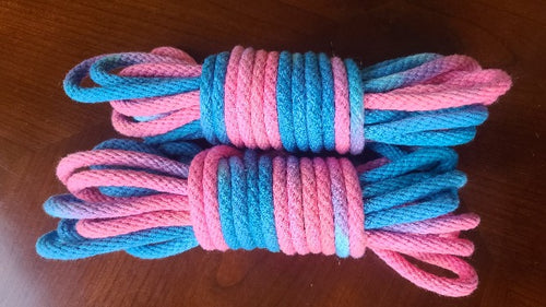 Pink/blue solid braid cotton rope