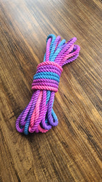 Pink/purple/blue cotton 3ply rope