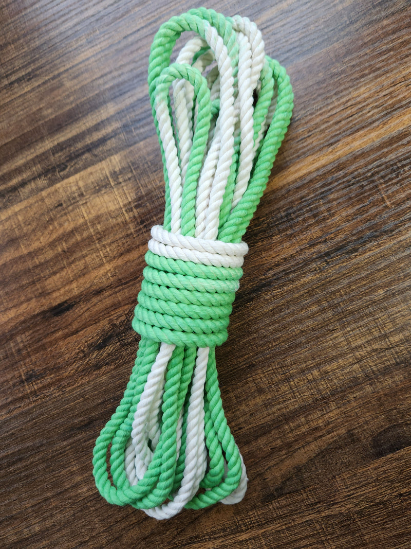 Neon green/white cotton 3ply rope