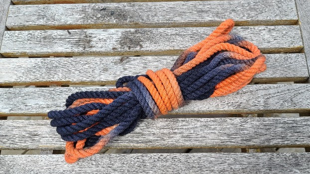 Orange/black cotton 3ply rope