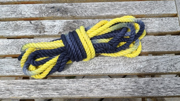Yellow/black cotton 3ply rope