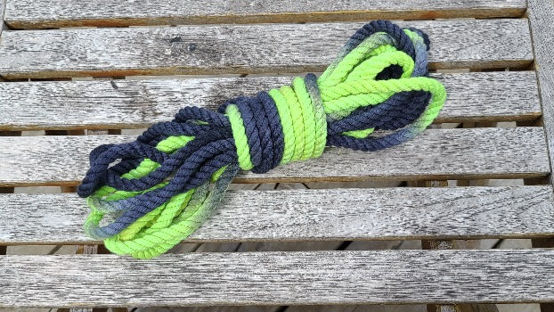 Neon green/black cotton 3ply rope