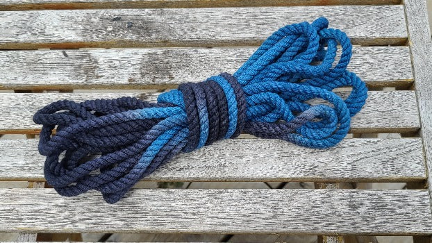 Blue/black cotton 3ply rope