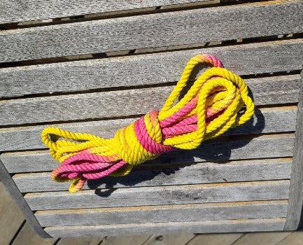 Pink/yellow cotton 3ply rope