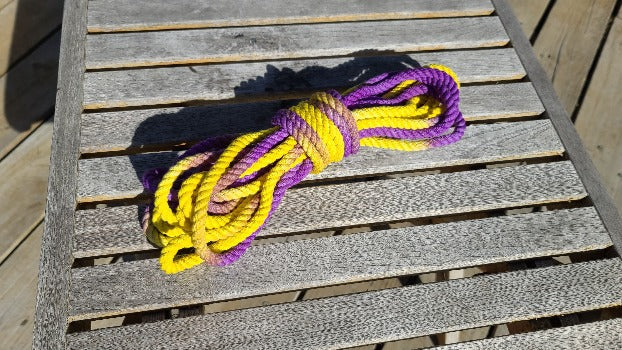 purple/yellow cotton 3ply rope