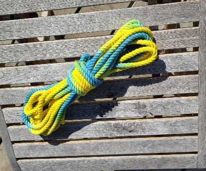 Blue/yellow cotton 3ply rope
