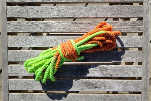 Orange/green cotton 3ply rope