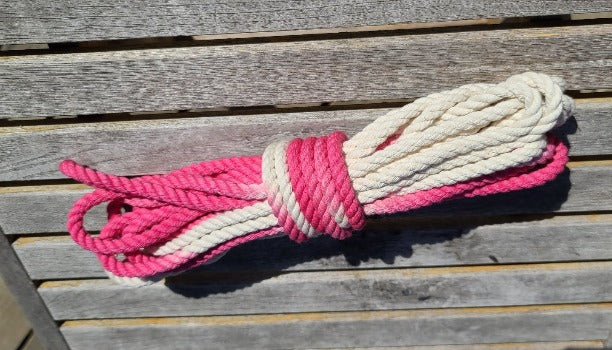 Pink/white cotton 3ply rope