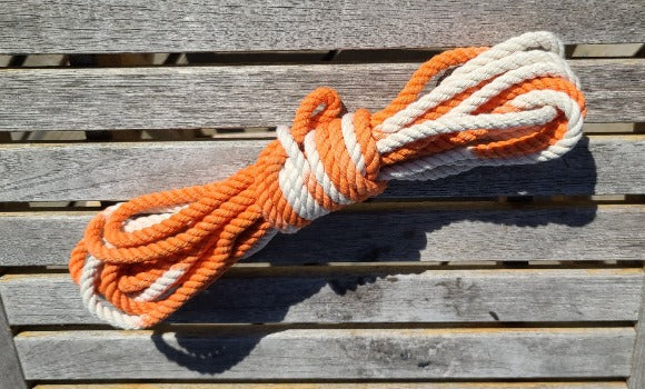 Orange/white cotton 3ply rope
