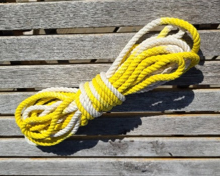 Yellow/white cotton 3ply rope