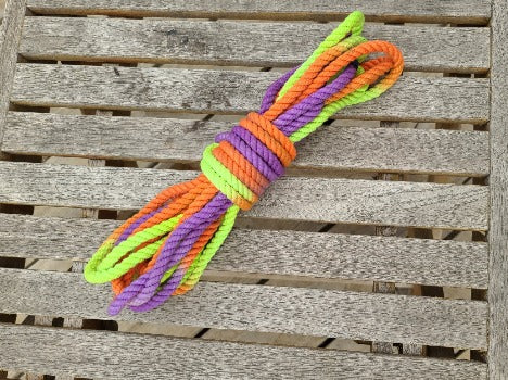 Greeen/orange/purple cotton 3ply rope