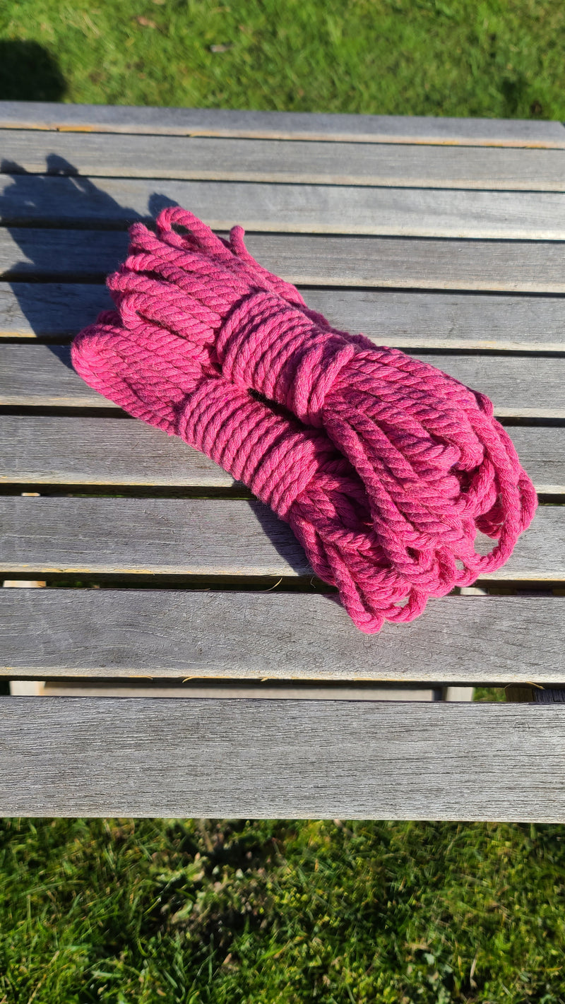 Thinner pink cotton shibari rope