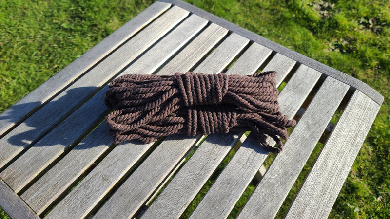 Thinner brown cotton shibari rope