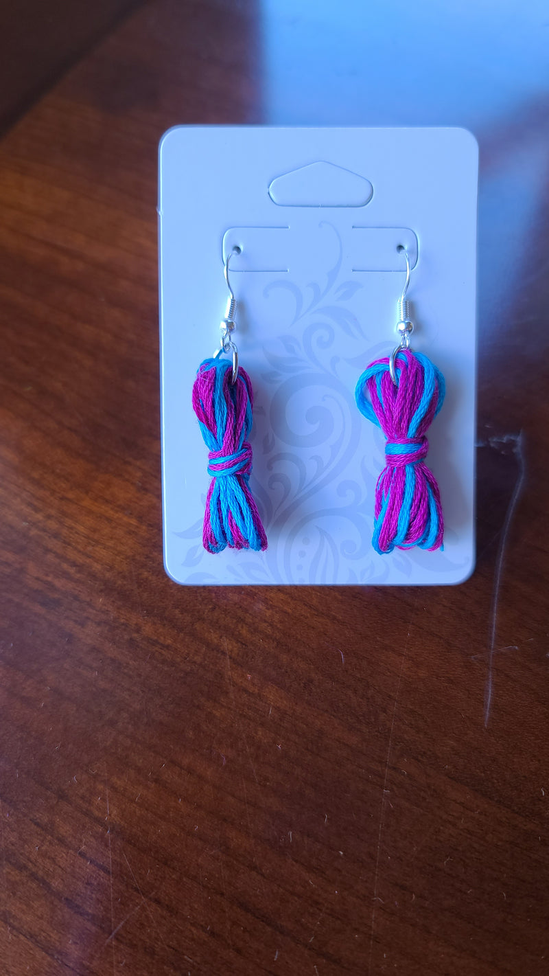Blue/purple rope bundle earrings