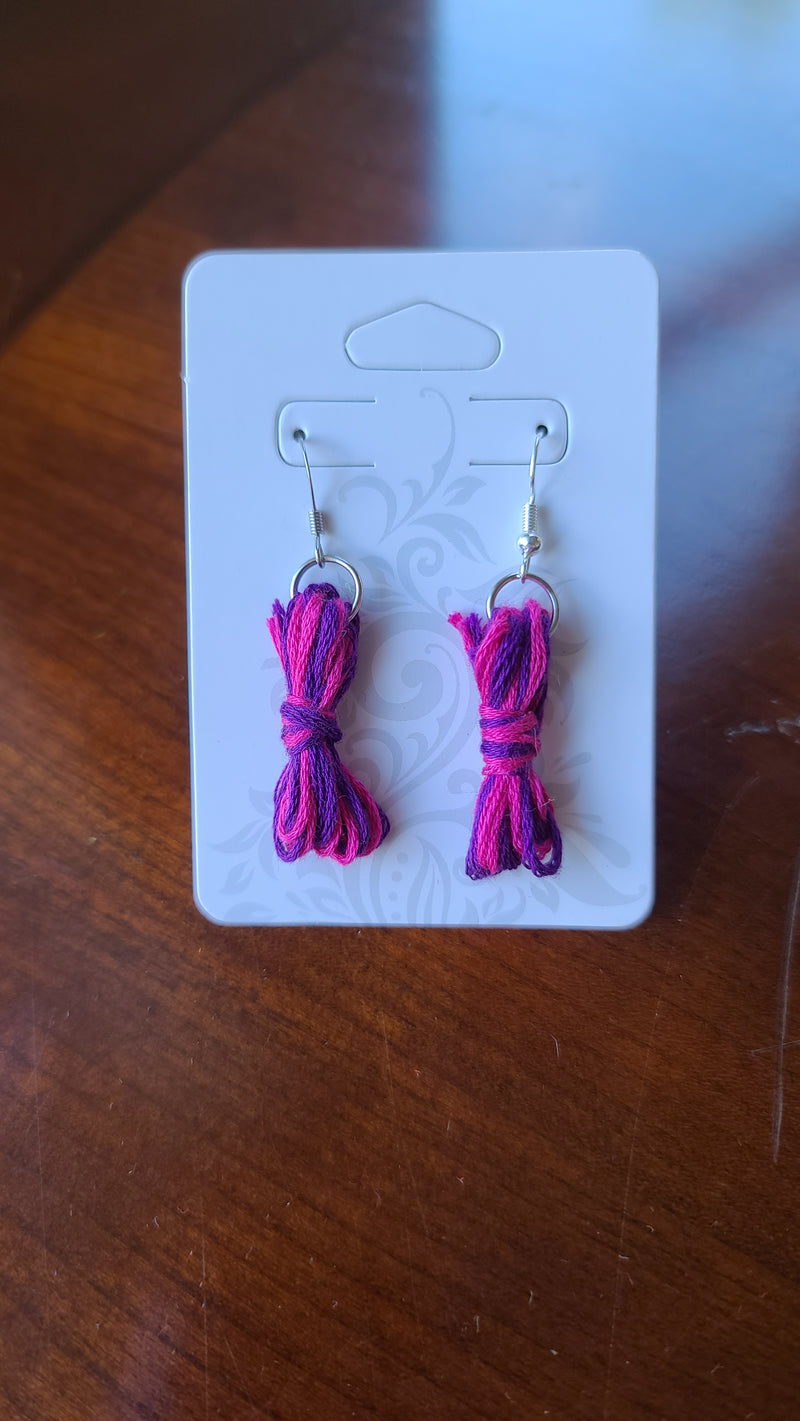 Pink/purple rope bundle earrings