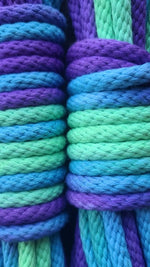 blue/green/purple solid braid cotton rope