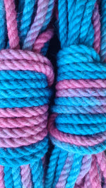 Blue/pink jute shibari rope
