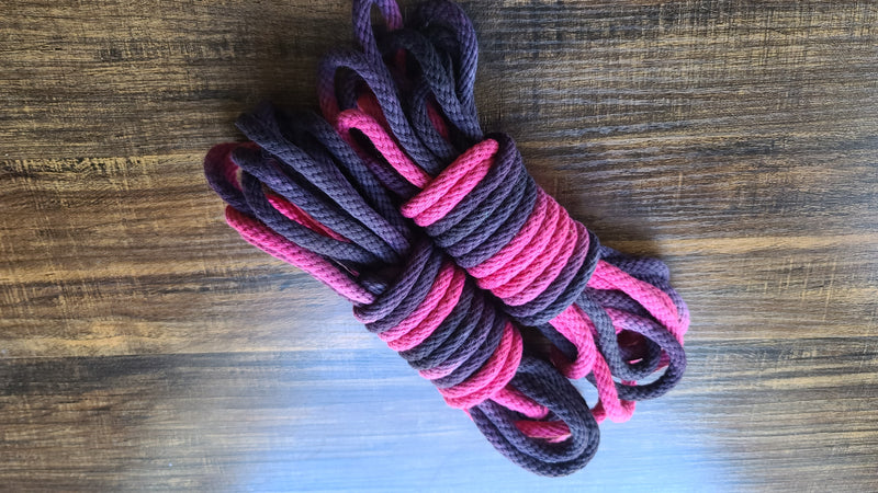 Pink/black solid braid cotton rope