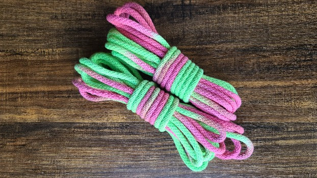 Neon green/pink solid braid cotton rope