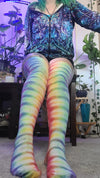 Rainbow tye dye thigh high socks