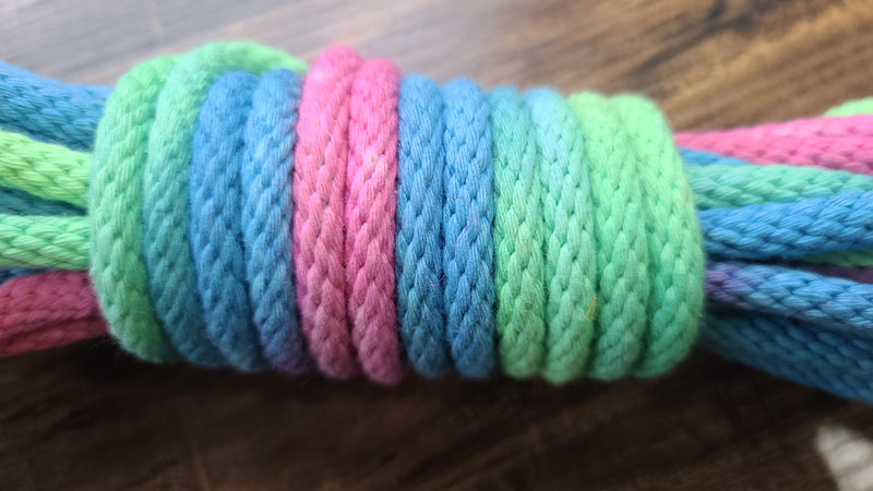 Green/bluepink solid braid cotton rope
