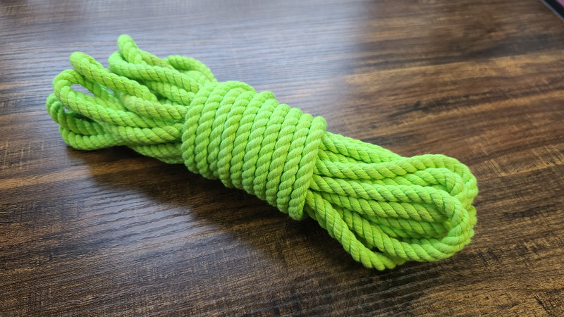 Neon green cotton 3ply rope