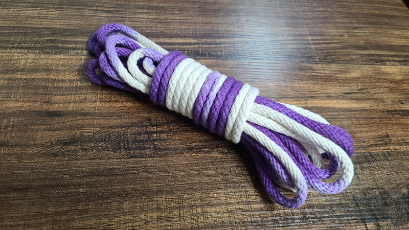 Purple/white solid braid cotton rope