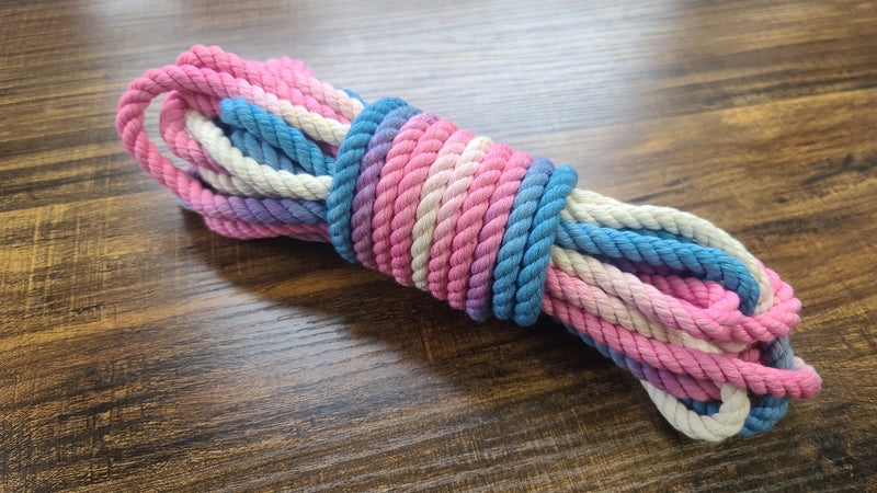Pink/blue/white cotton 3ply rope