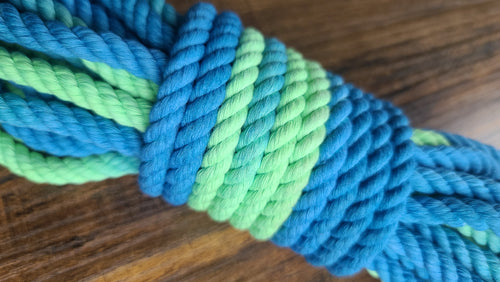 Teal/green cotton 3ply rope