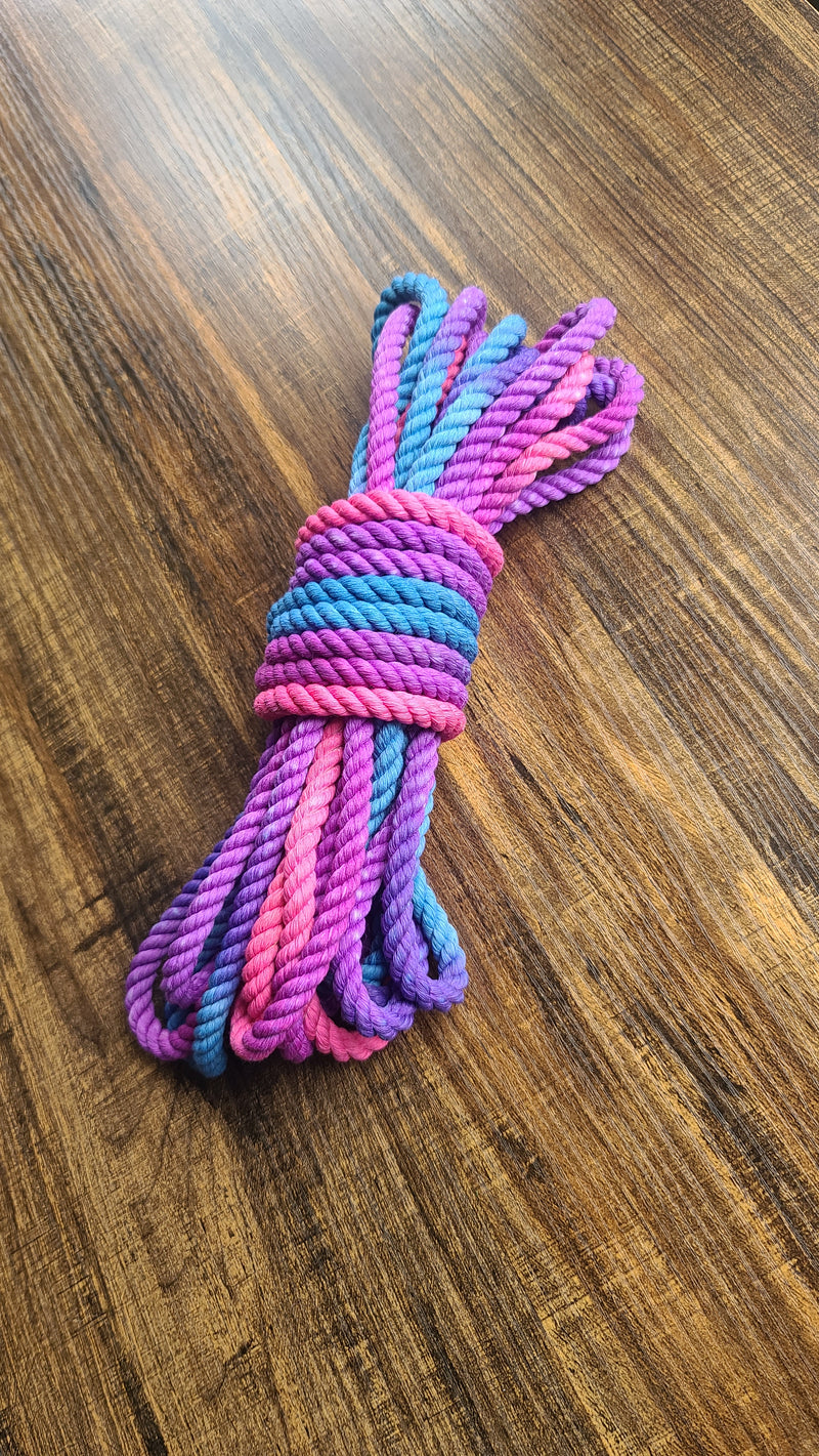 Pink/purple/blue cotton 3ply rope