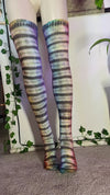 Black stripe Rainbow tye dye thigh high socks