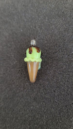 Lime green ice cream cone necklace