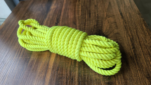 Neon yellow Blacklight reactive cotton 3ply rope