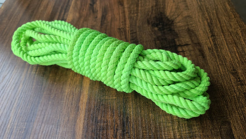 Neon green Blacklight reactive cotton 3ply rope