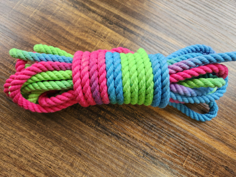 Pink/blue/green cotton 3ply rope