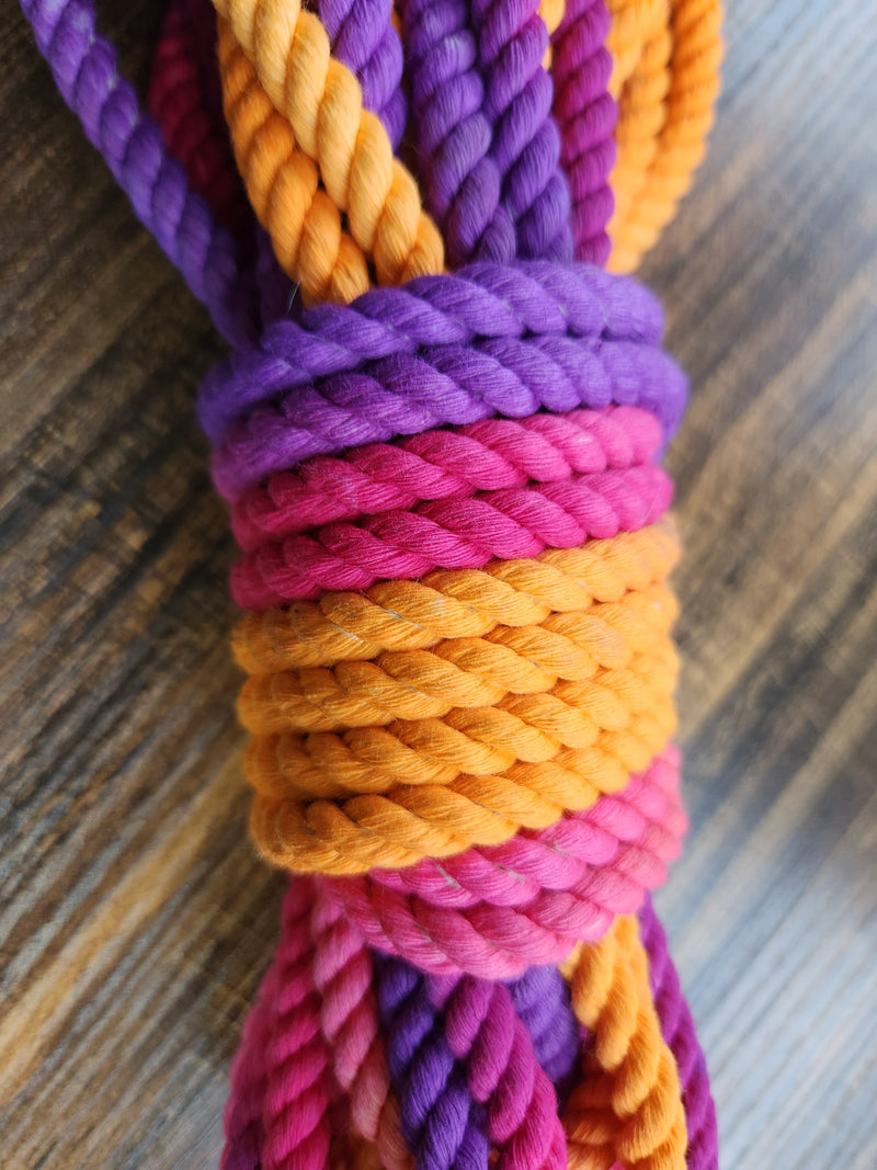 Purple/orange/pink cotton 3ply rope