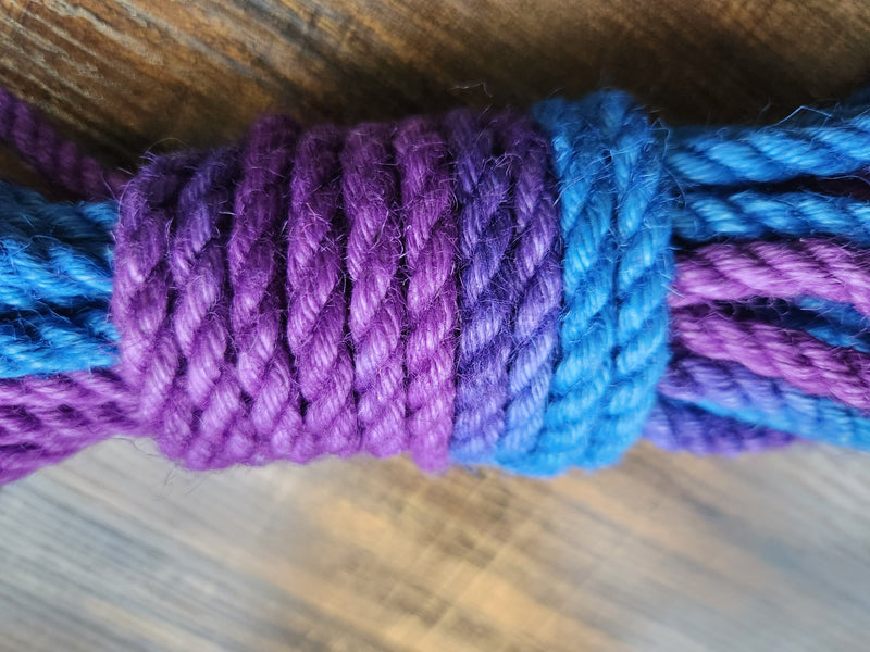 Blue/purple jute shibari rope