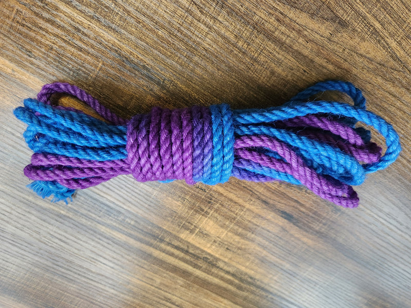 Blue/purple jute shibari rope