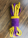 Purple/yellow jute shibari rope