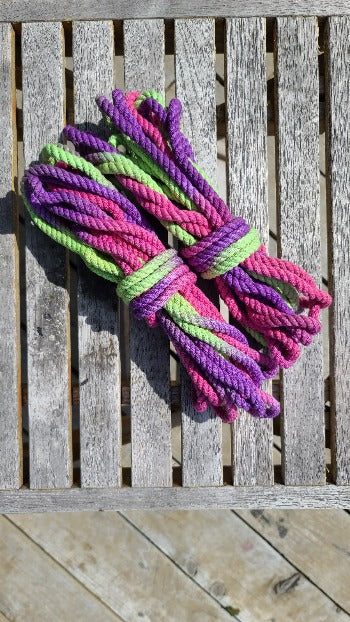 Green/pink/purple cotton 3ply rope