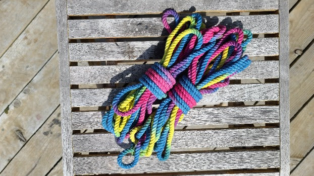 blue/pink/yellow cotton 3ply rope