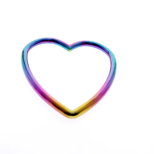 Rainbow Shibari Heart Ring  Stainless Steel