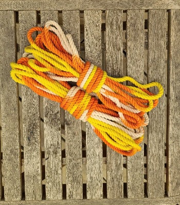 Yellow/orange/white cotton 3ply rope